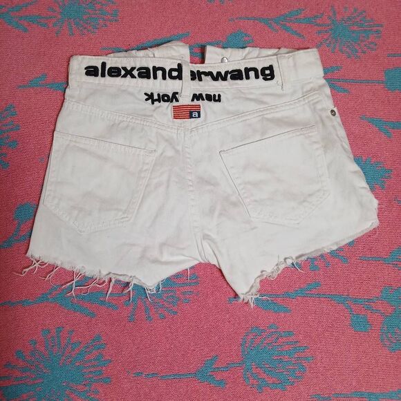 Alexander Wang Pants - Alexander wang womens size 25 hi waist  bite cut jeans shorts white frayed